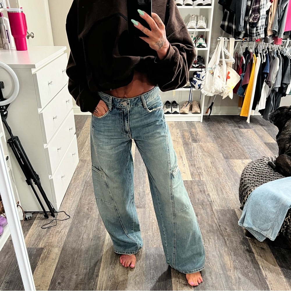 Zara size 4 high rise wide leg jeans